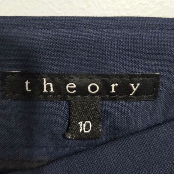 🐢 Theory Navy Wool Mini Skirt.  With pockets. Size 10 - Picture 3 of 13